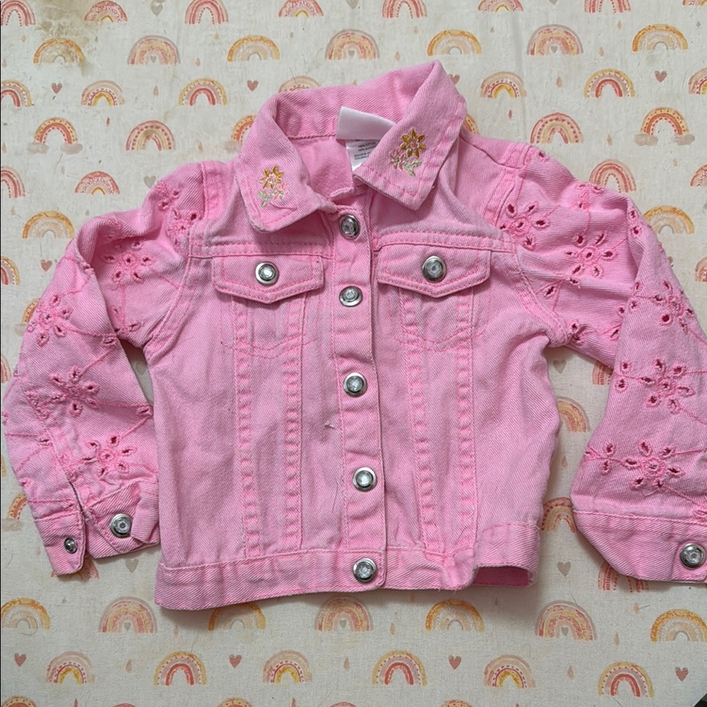 Little Lass Pink Ruffle Jean Jacket